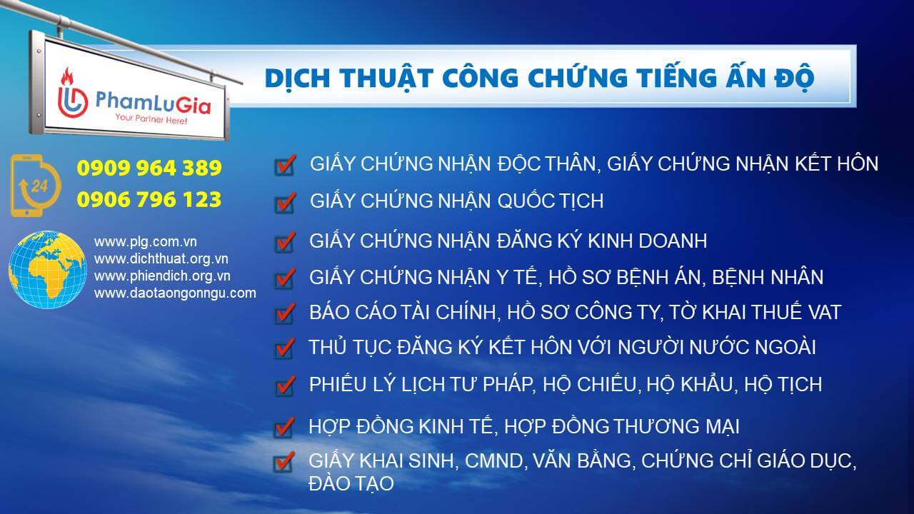 Dịch thuật công chứng tiếng Ấn Độ