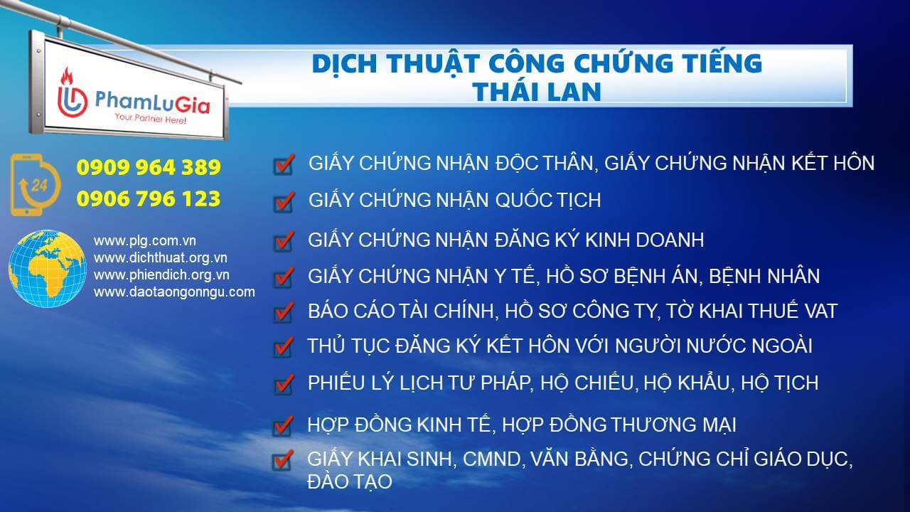 Dịch thuật công chứng tiếng Thái Lan